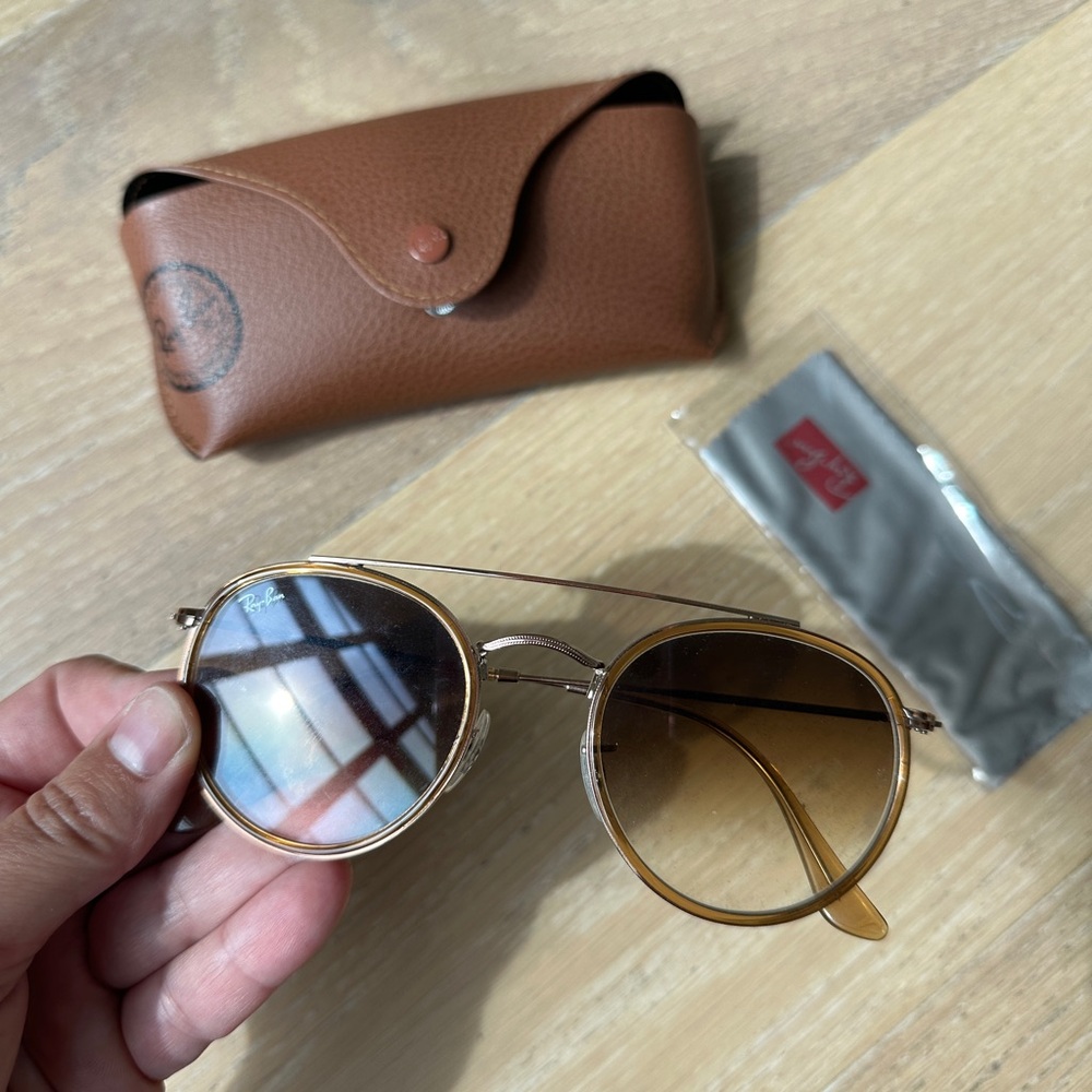 Ray-Ban Gold Frame Sunglasses with Brown Lenses